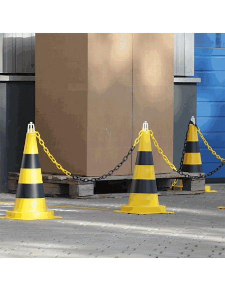 Verkeerskegel voor bedrijfsterrein, geel zwart