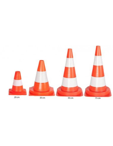 Verkeerskegel met witte banden, 10 stuks