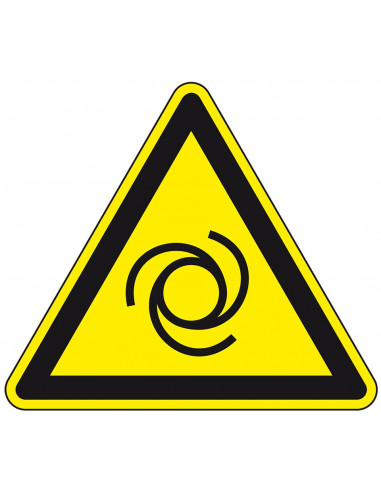 Waarschuwingssticker automatisch opstarten, W018, geel zwart, ISO 7010, automatisch opstartende machine, driehoek