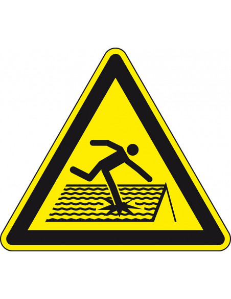 Waarschuwingssticker instortingsgevaar,  W036, geel zwart, ISO 7010, instortingsgevaar symbool, driehoek