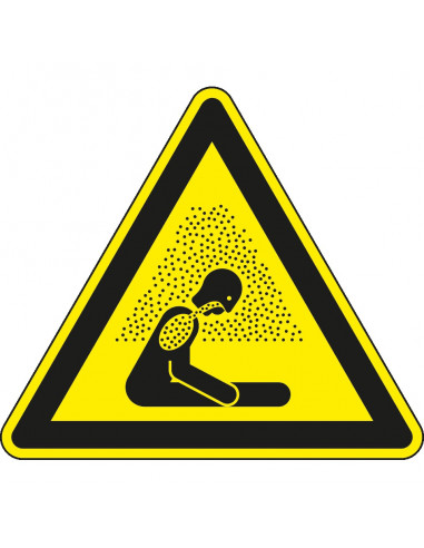 Sticker verstikkingsgevaar, W041, geel zwart, ISO 7010, verstikkingsgevaar symbool, driehoek