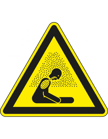 Sticker verstikkingsgevaar, W041, geel zwart, ISO 7010, verstikkingsgevaar symbool, driehoek