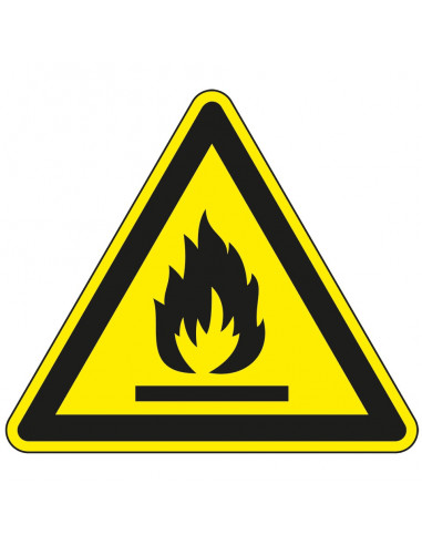 Waarschuwingsbord 'Waarschuwing voor brandgevaarlijke stoffen', 200 mm, ISO 7010, W021