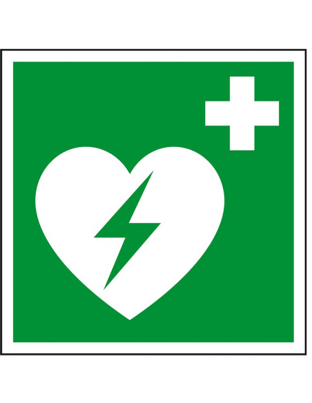 Dubbelzijdige AED sticker, 150 x 150 mm, E010