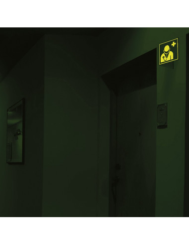 Lichtgevend panorama dokter bord, kunststof, 200 x 200 mm, E009, ISO 7010, vierkant