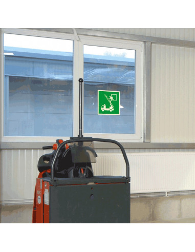 Extra lichtgevende redding uitgang raam sticker, groen wit, vierkant, symbool persoon op ladder