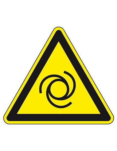 Waarschuwingsbord automatisch opstarten, W018, geel zwart, ISO 7010, automatisch startende machine, driehoek